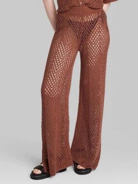 Wild Fable Open Weave Crochet Pants Boho Festival Beach Medium NWT Vacation